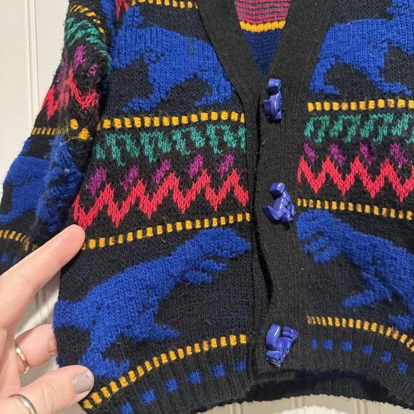 Vintage Ground Control Dinosaur Cardigan Sweater Kids 4T T-Rex - Picture 2 of 6
